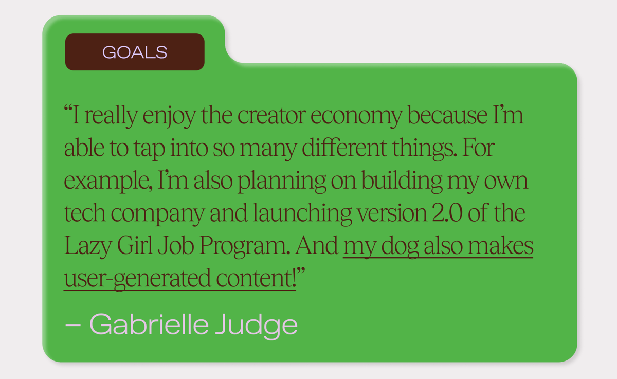 A quote block from Gabrielle's blog inside the Leap's page